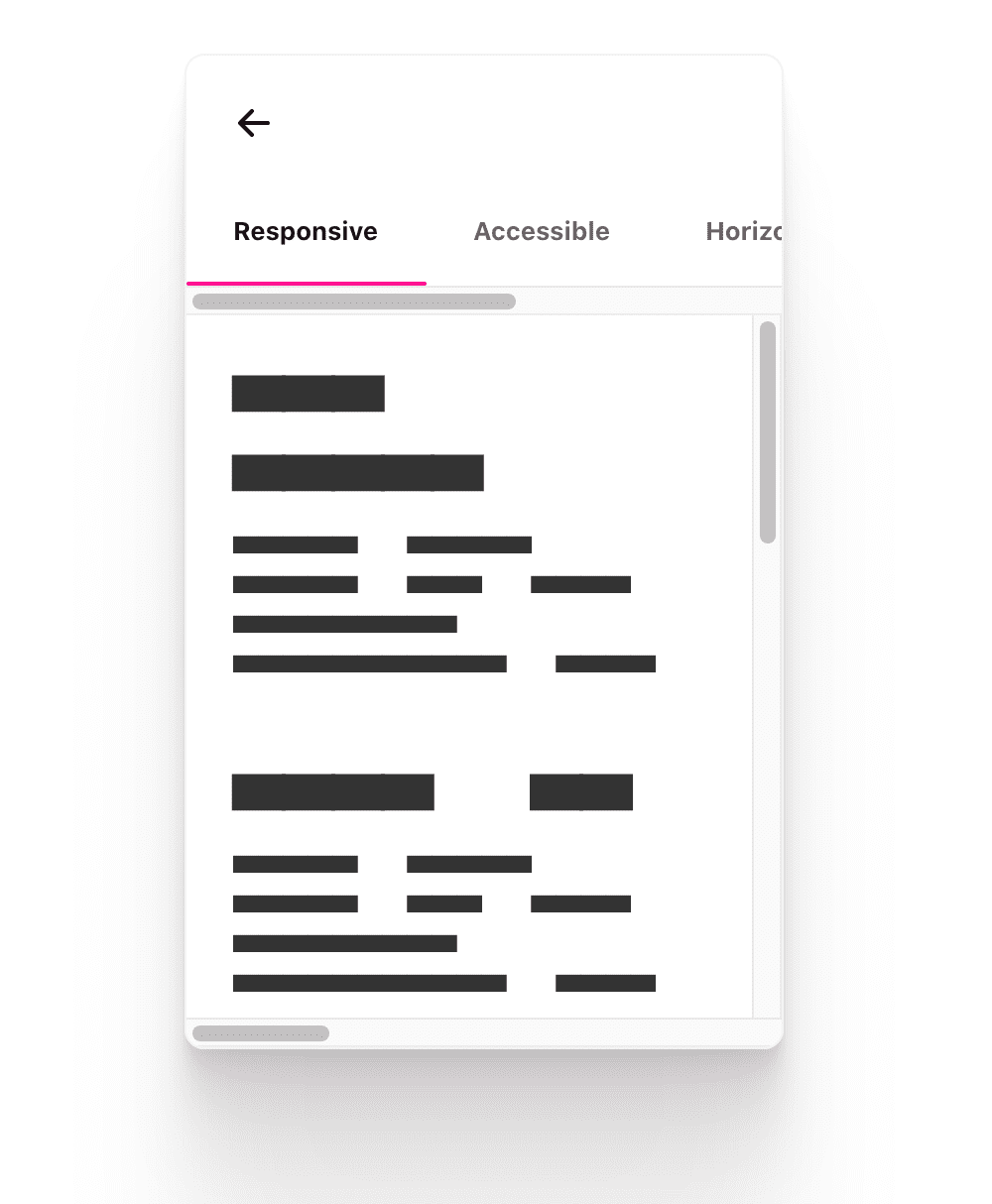 As três barras de rolagem estão definidas para aparecer, consumindo espaço de layout, e nosso componente ainda está ótimo.