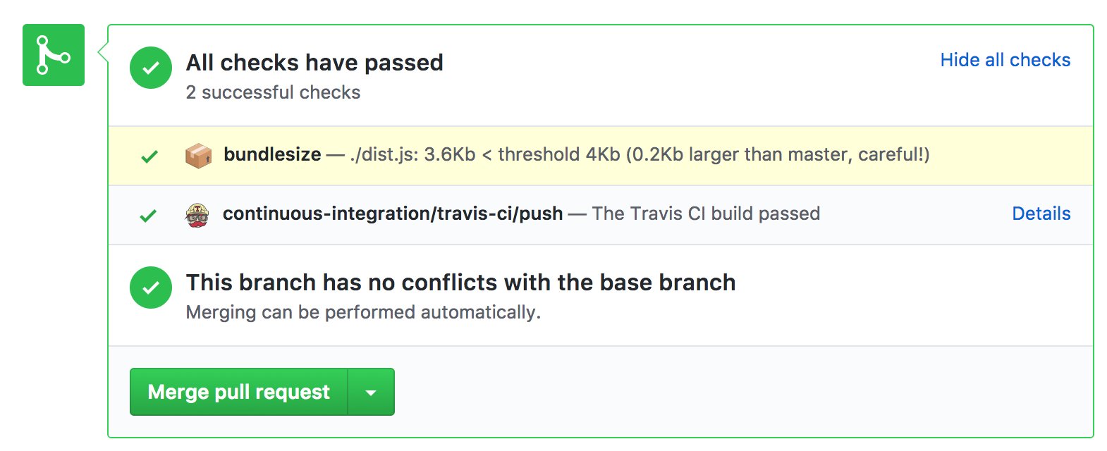 Bundlesize check status on GitHub