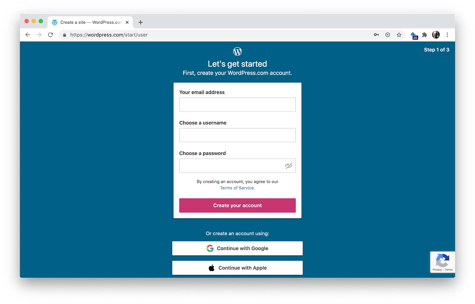 WordPress login page