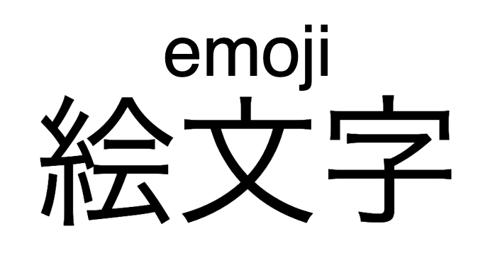 English ruby annotation 'Emoji' over a Japanese text.