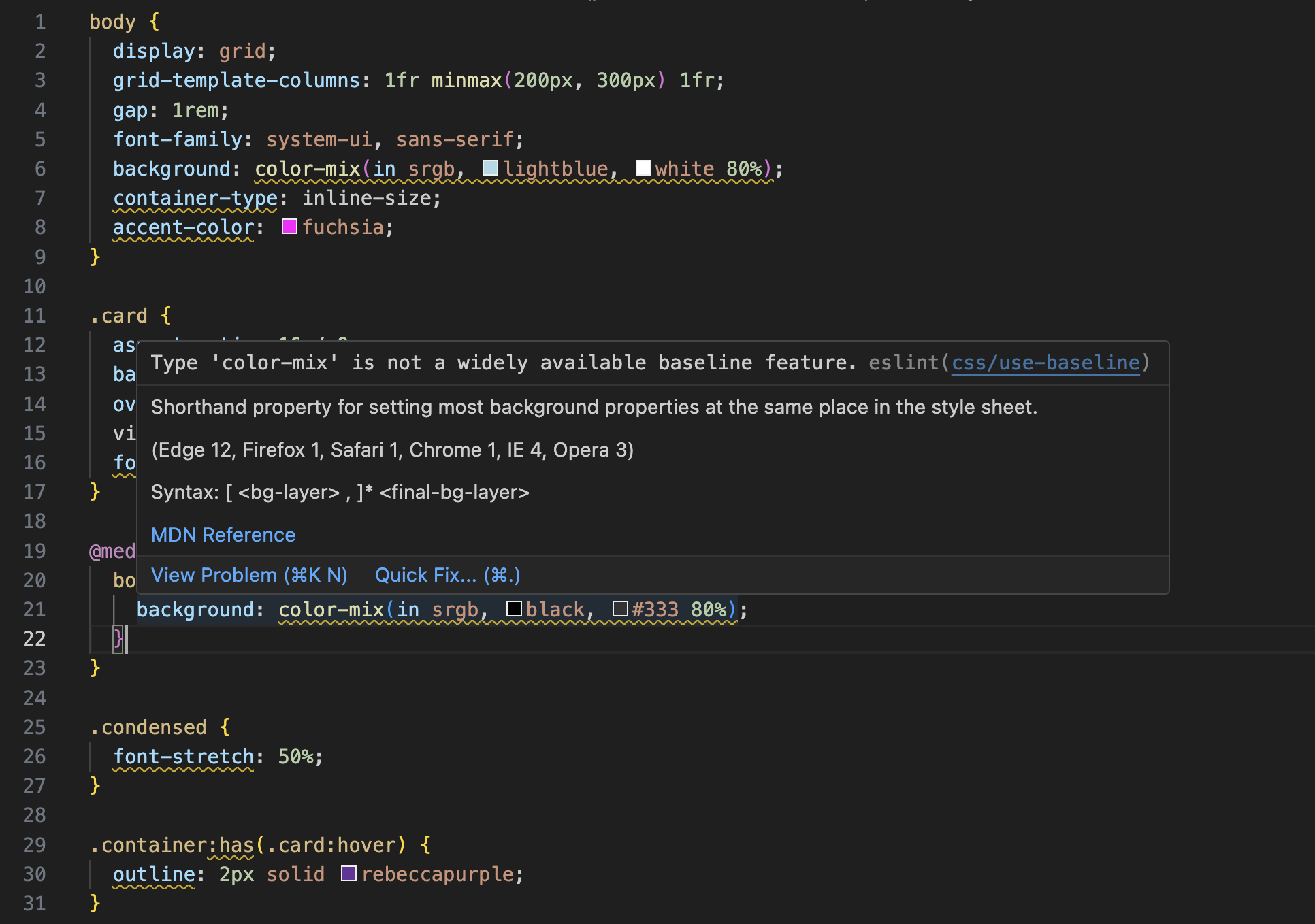Plug-in ESLint utilisé dans VSCode affichant des traits soulignés sur les fonctionnalités en dehors d&#39;une cible de référence.