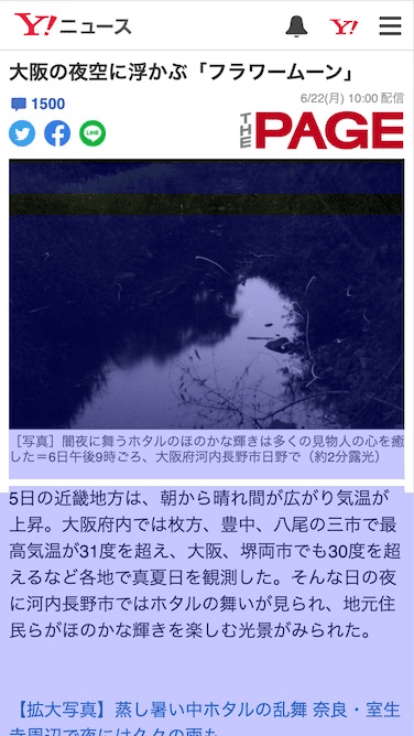 Page d&#39;informations sur l&#39;article avec des rectangles bleus superposés à l&#39;image principale et au texte.