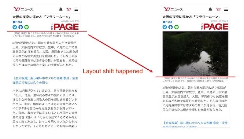 Capture d&#39;écran de la page d&#39;informations sur l&#39;article montrant une comparaison côte à côte avant et après le changement de mise en page.