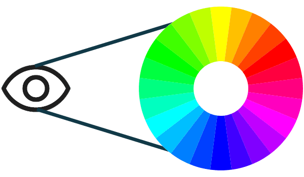 Un ojo que observa la rueda de colores.